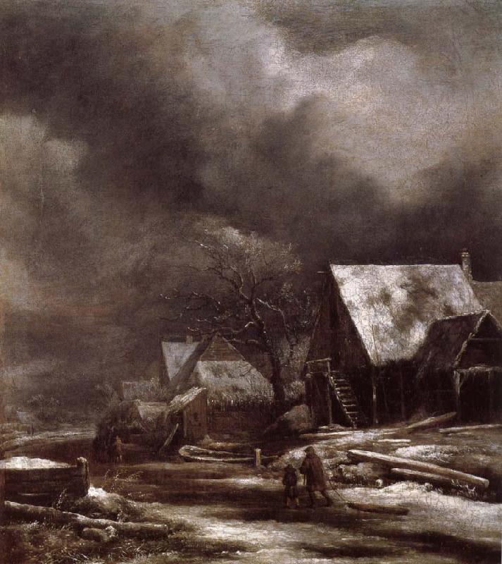 Jacob van Ruisdael Village in Winter